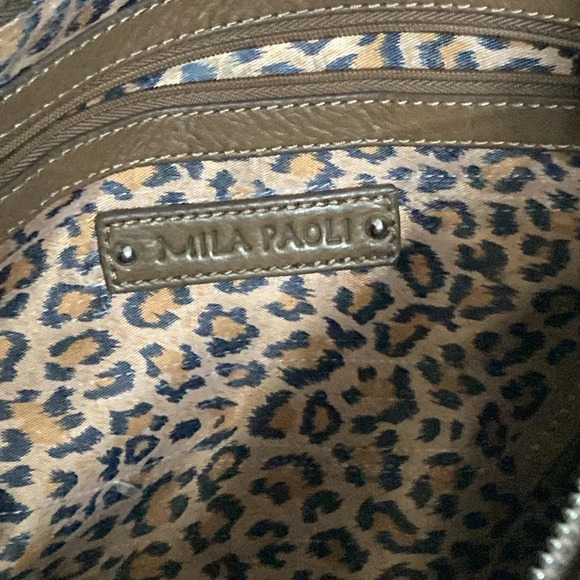 Mila Paoli Brown Leather Handbag Silver Hardware - Picture 8 of 15